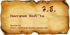 Havranek Beáta névjegykártya